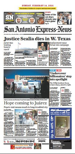 Scalia Front Page in the San Antonio Express-News